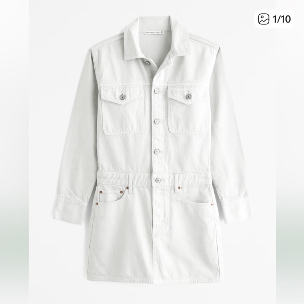 Abercrombie Light Grey Denim Button-Up Dress